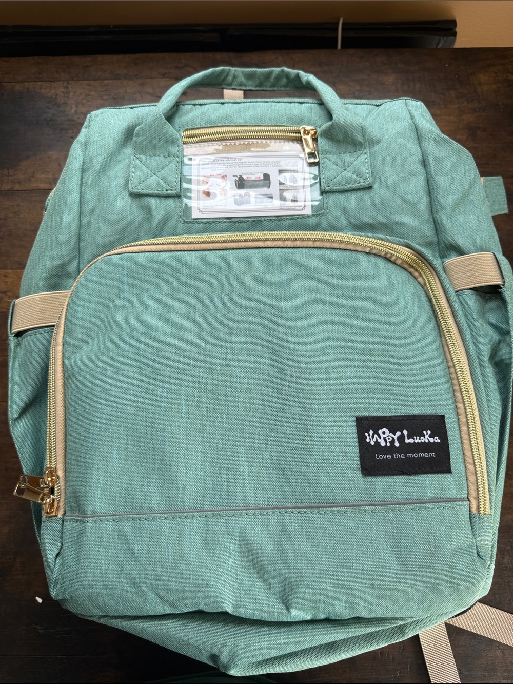 Sea foam green diaper bag backpack
